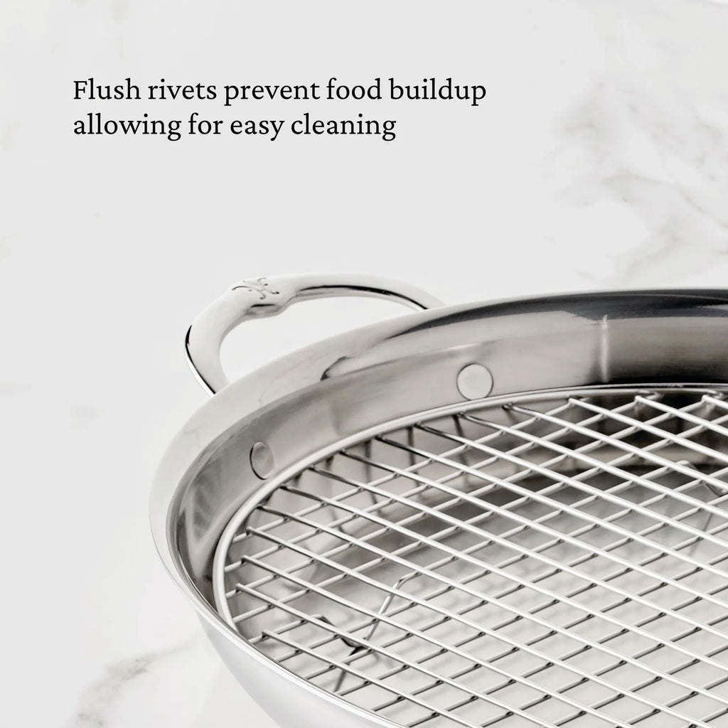 Clad Oval Roasting Pan with Optional Oval Rack, 17.5 x 14 Inch, 5.5 Quart Stainless Steel Bakeware