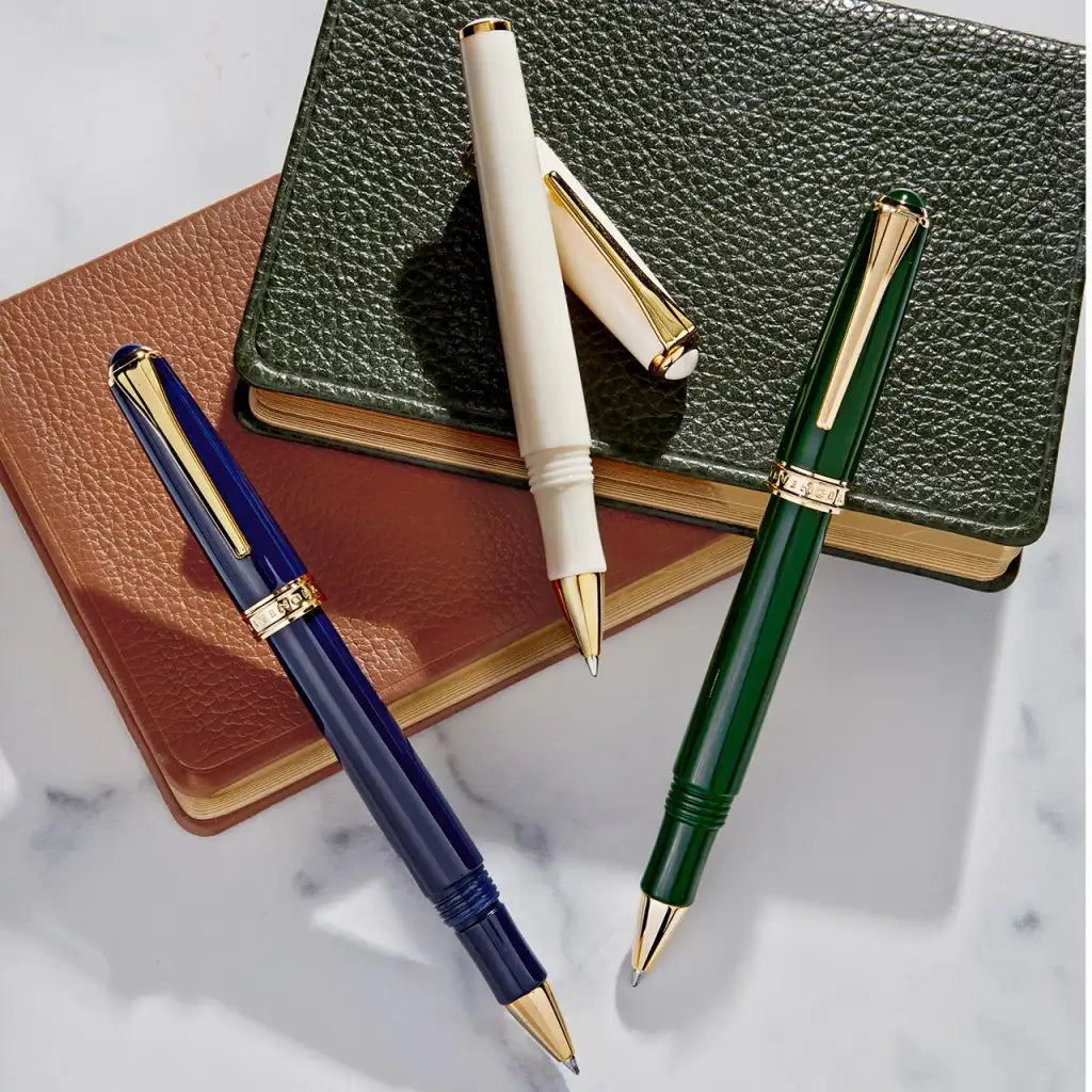 Classic Rollerball Pen with 24k Gold-Plated Appointments, Balanced Lacquered Finish and Four Color Choices