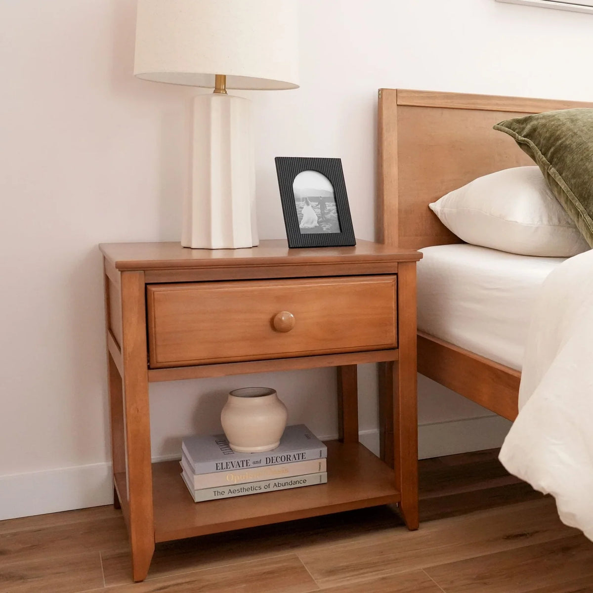 Classic Solid Wood Nightstand, Pecan