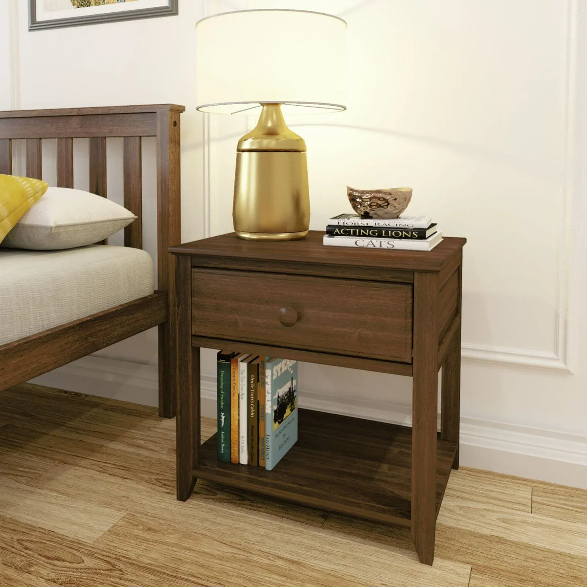 Classic Solid Wood Nightstand, Walnut