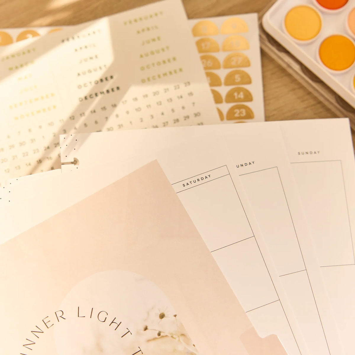Classic Vertical Planner Extension Pack with Undated Calendar Pages and Nature-Inspired Floral Dividers