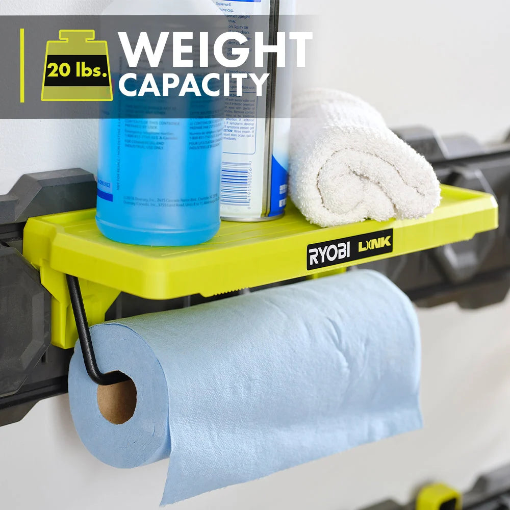 Cleaning Shelf for Paper Towels and Spray Bottles with 20 lb. Capacity and Tool-Free Paper Towel Changes
