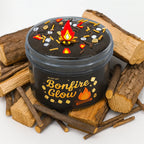 Clear Slime in a 7oz Bonfire Theme with Golden Glitter, Flame Charm and a Light Musk-Mahogany Scent