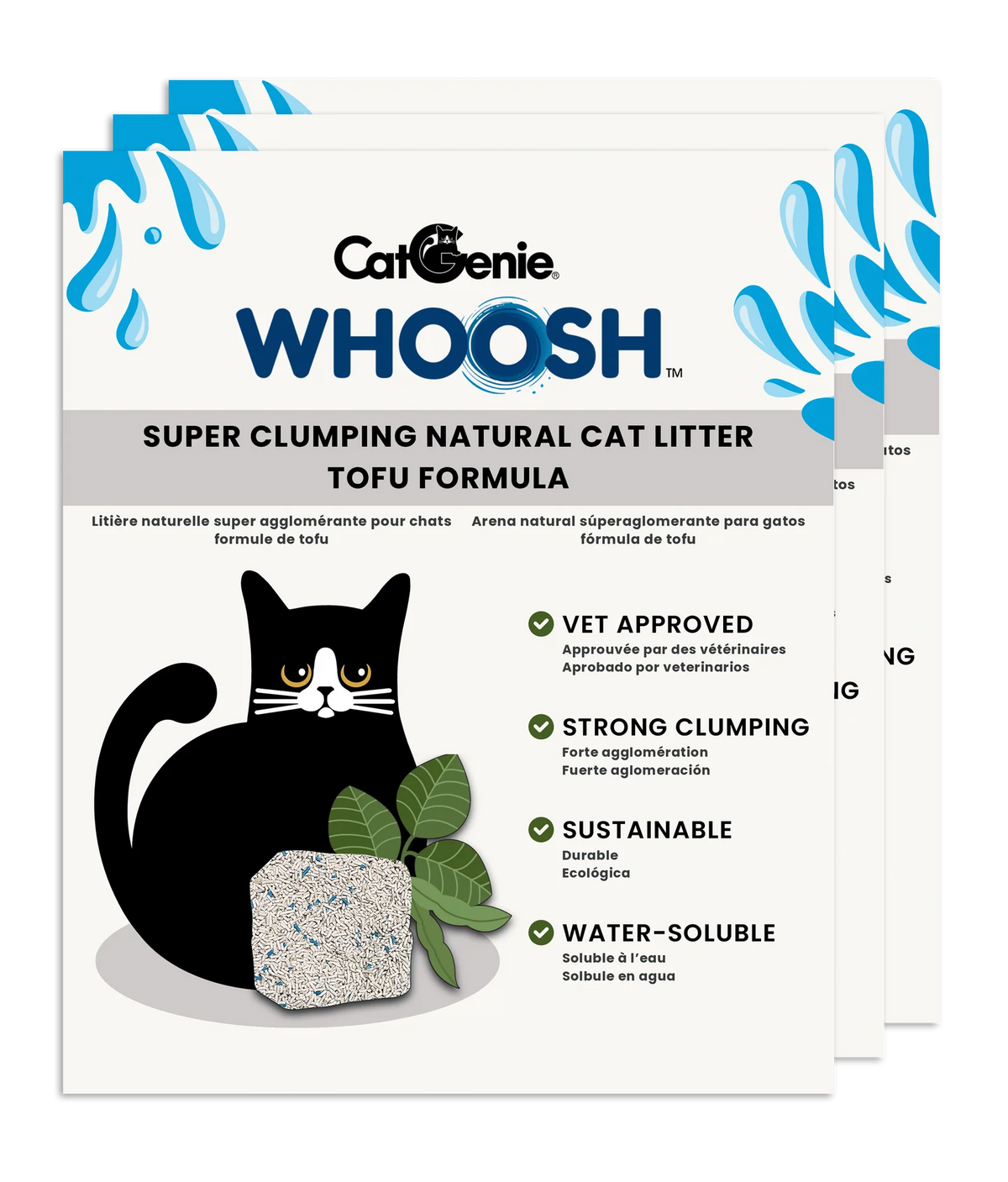 Clumping Cat Litter Made from Natural Soybean Pulp in a Three-Bag Pack, 4.92 Pounds per Bag