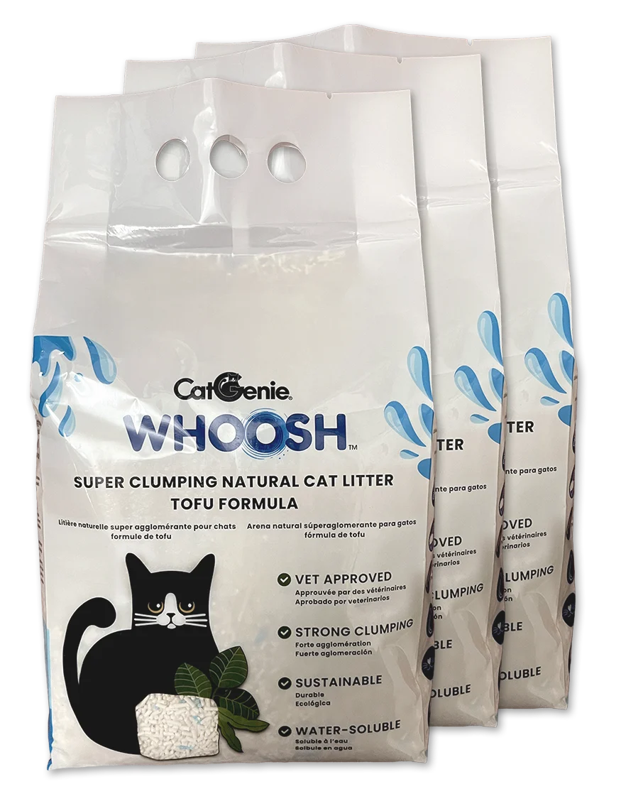 Clumping Cat Litter Made from Natural Soybean Pulp in a Three-Bag Pack, 4.92 Pounds per Bag