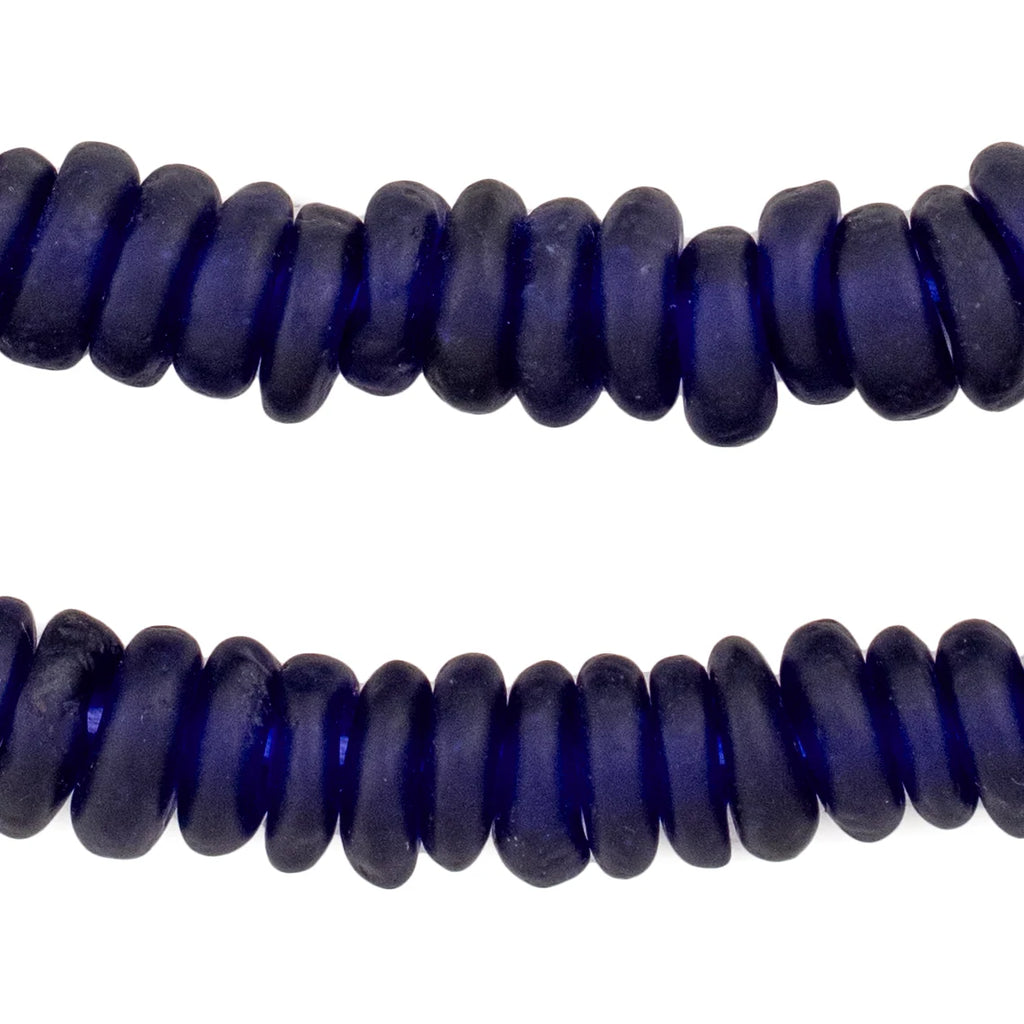 Cobalt Blue Rondelle Recycled Glass Beads