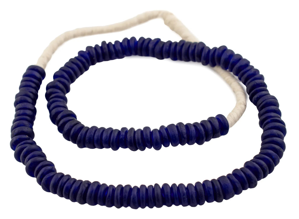 Cobalt Blue Rondelle Recycled Glass Beads