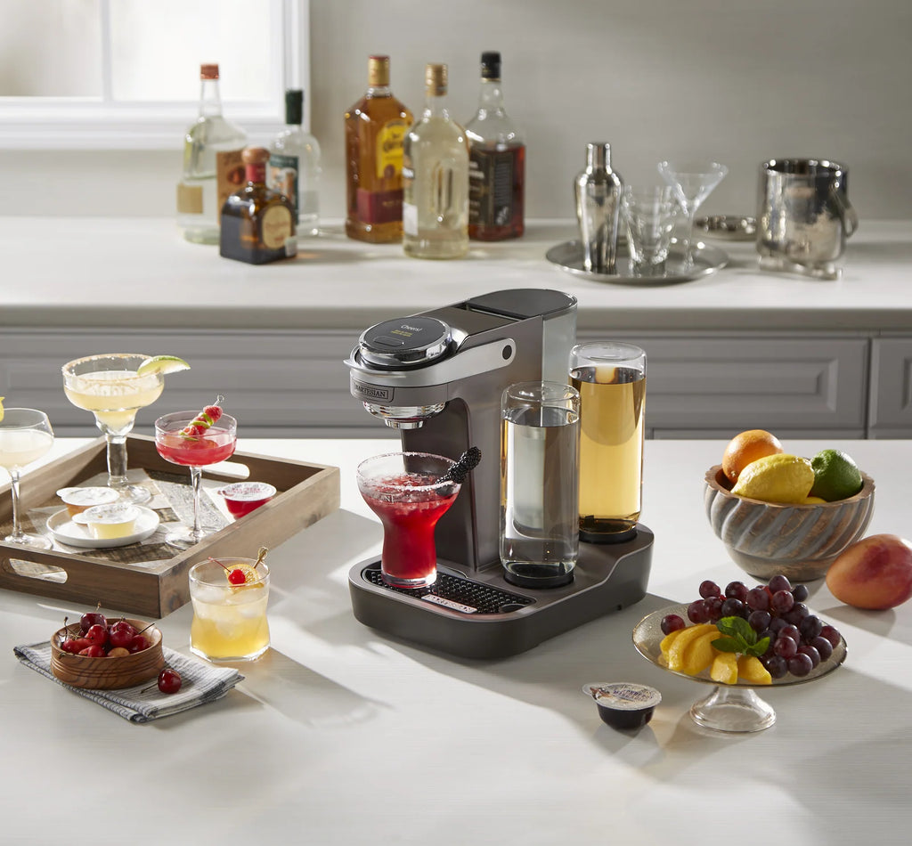 Cocktail Maker with Compact Two-Bottle Display, LCD Strength Dial and Removable Water Tank for Home Bartending