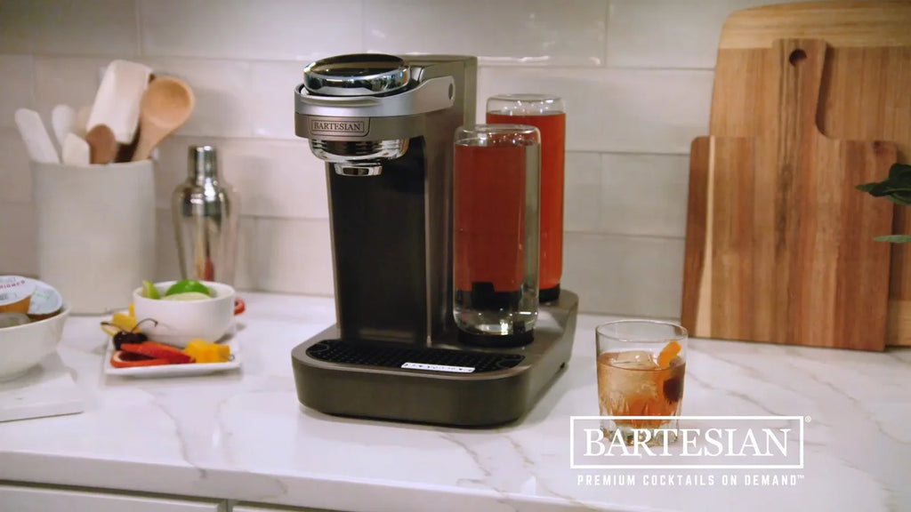 Cocktail Maker with Compact Two-Bottle Display, LCD Strength Dial and Removable Water Tank for Home Bartending