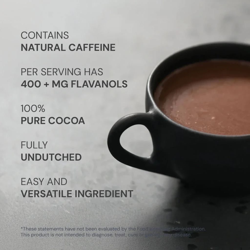 Cocoa Powder for Drinks and Smoothie Bowls, Pure and Flavanol-Rich for a Post-Workout Food Routine