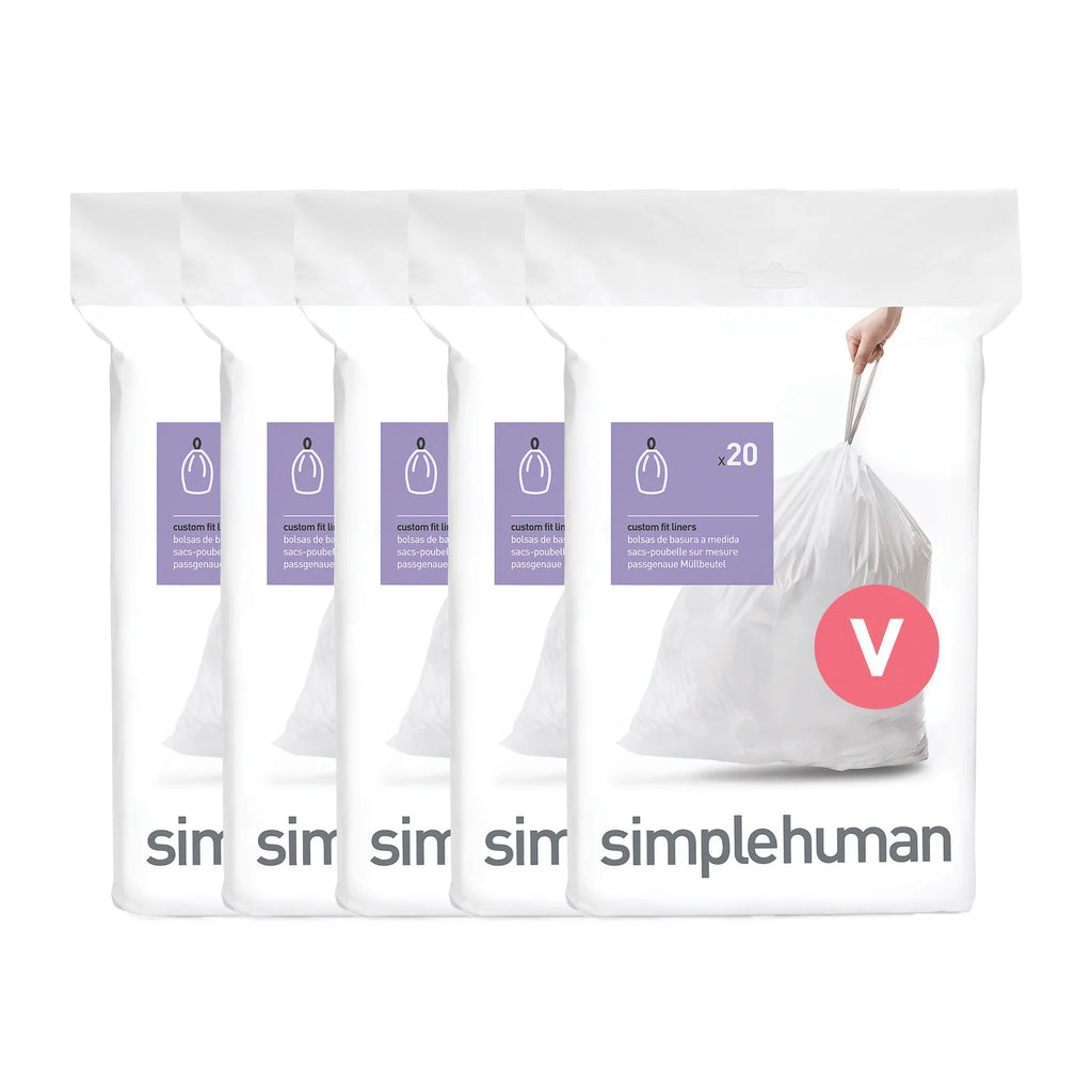 Code V Custom Fit Trash Can Liners in White, White-100 Pack