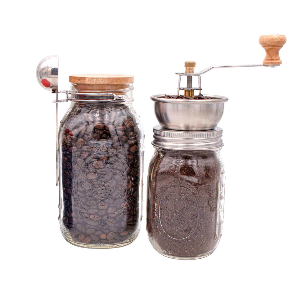 Coffee and Spice Grinder Lid for Mason Jars with Adjustable Ceramic Grinding for Camping and Cabin Use