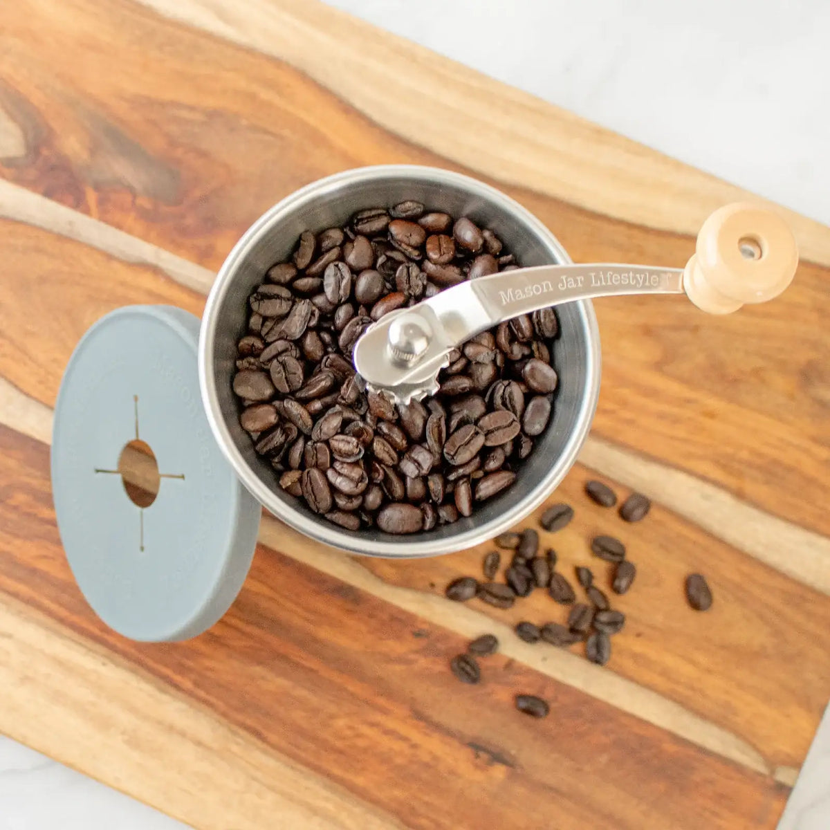 Coffee and Spice Grinder Lid for Mason Jars with Adjustable Ceramic Grinding for Camping and Cabin Use