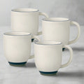 Coffee Mug Set of 4 in Beige Banded Stoneware