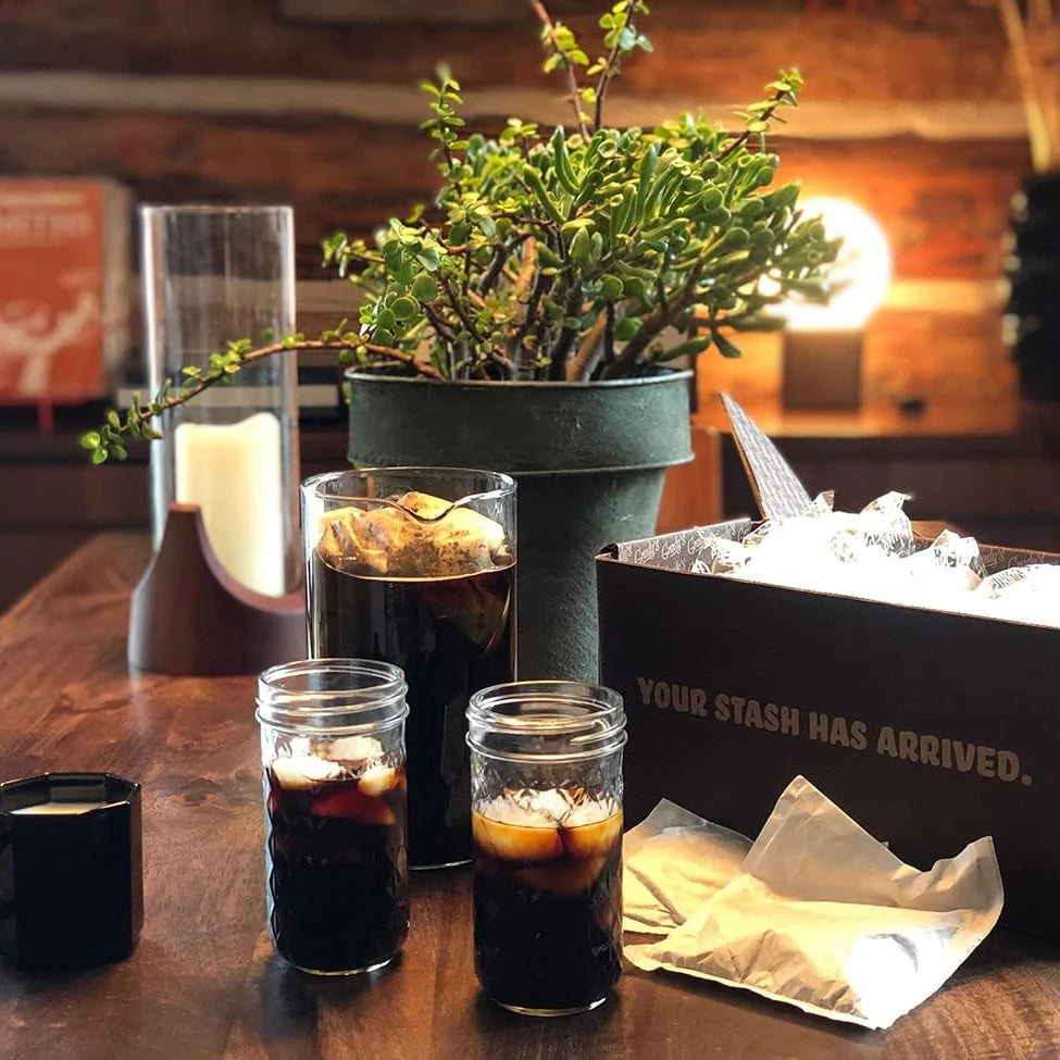 Cold Brew Coffee Bags 6-Pack with Decaf or Half-Caf for Easy Overnight Brewing at Home · Six bundles, four 2 oz bean bags