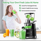 Cold Press Juicer with a 3.3-Inch Dual Feed Chute and 60 RPM Masticating Action for Fruit and Vegetables