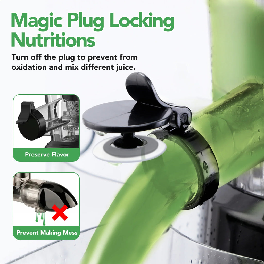 Cold Press Juicer with a 3.3-Inch Dual Feed Chute and 60 RPM Masticating Action for Fruit and Vegetables