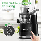 Cold Press Juicer with a 3.3-Inch Dual Feed Chute and 60 RPM Masticating Action for Fruit and Vegetables