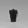 Collapsible Coffee Cup in Black for Coffee Stops on Dog Walks, 450ml Capacity and Compact Silicone Design