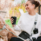 Collapsible Coffee Cup in Black for Coffee Stops on Dog Walks, 450ml Capacity and Compact Silicone Design