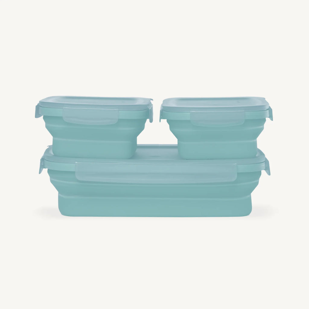 Collapsible Food Storage Containers, Ice Blue-3pc: 2 (16oz) + 1 (32oz)