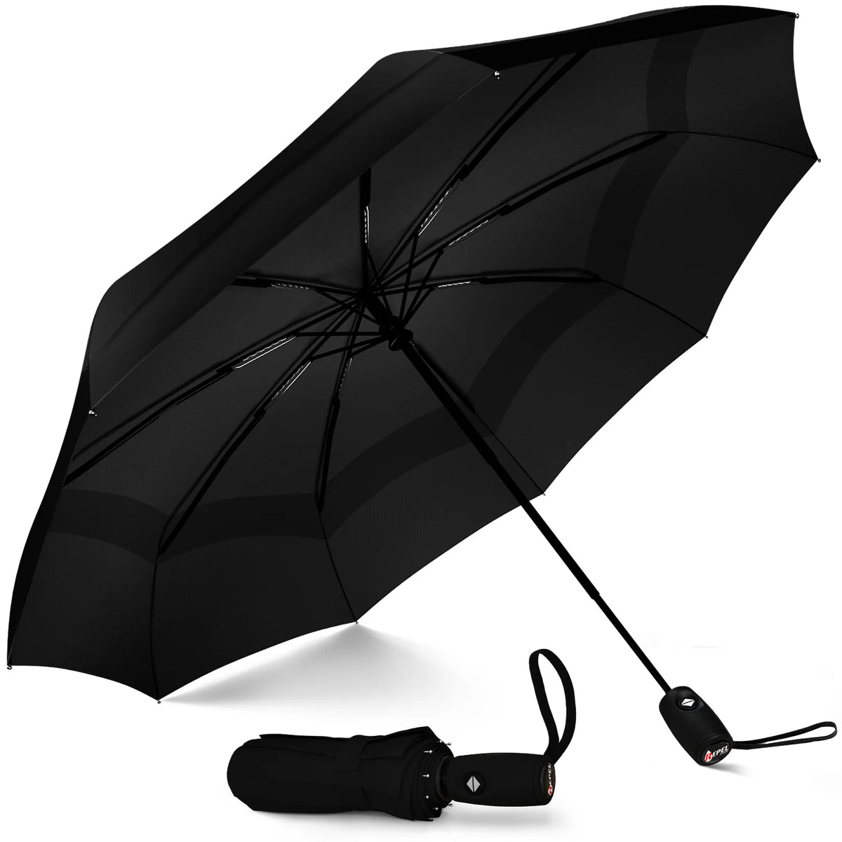 Compact Black Travel Umbrella