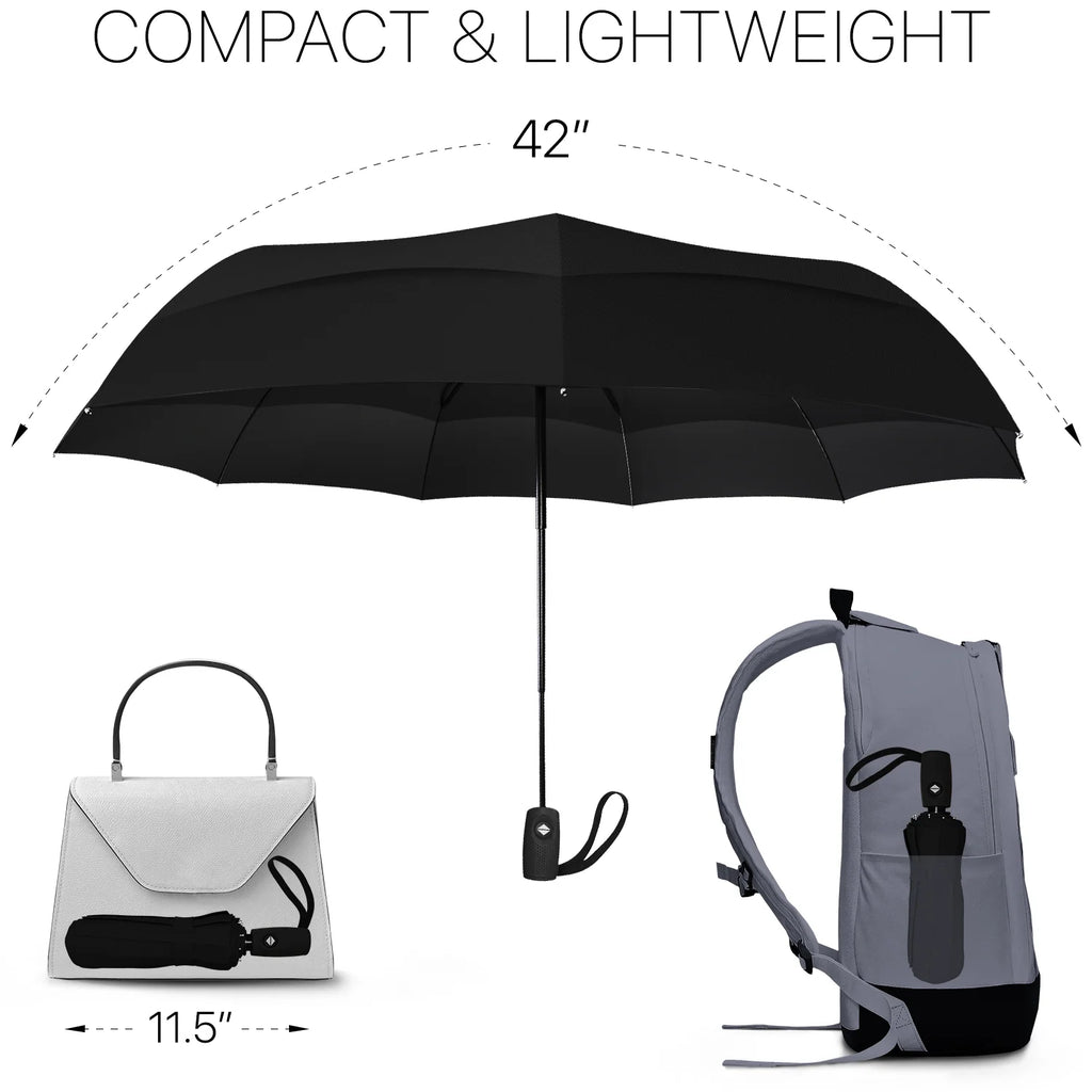 Compact Black Travel Umbrella