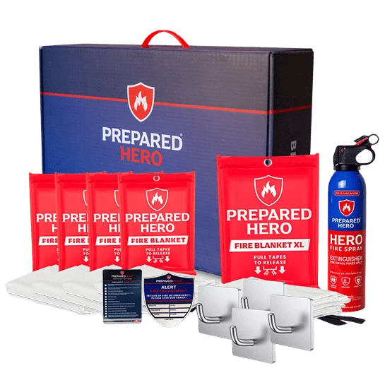 Complete Fire Safety Kit for Home Emergency Preparedness and Kitchen Fire Response · Complete fire protection tool set