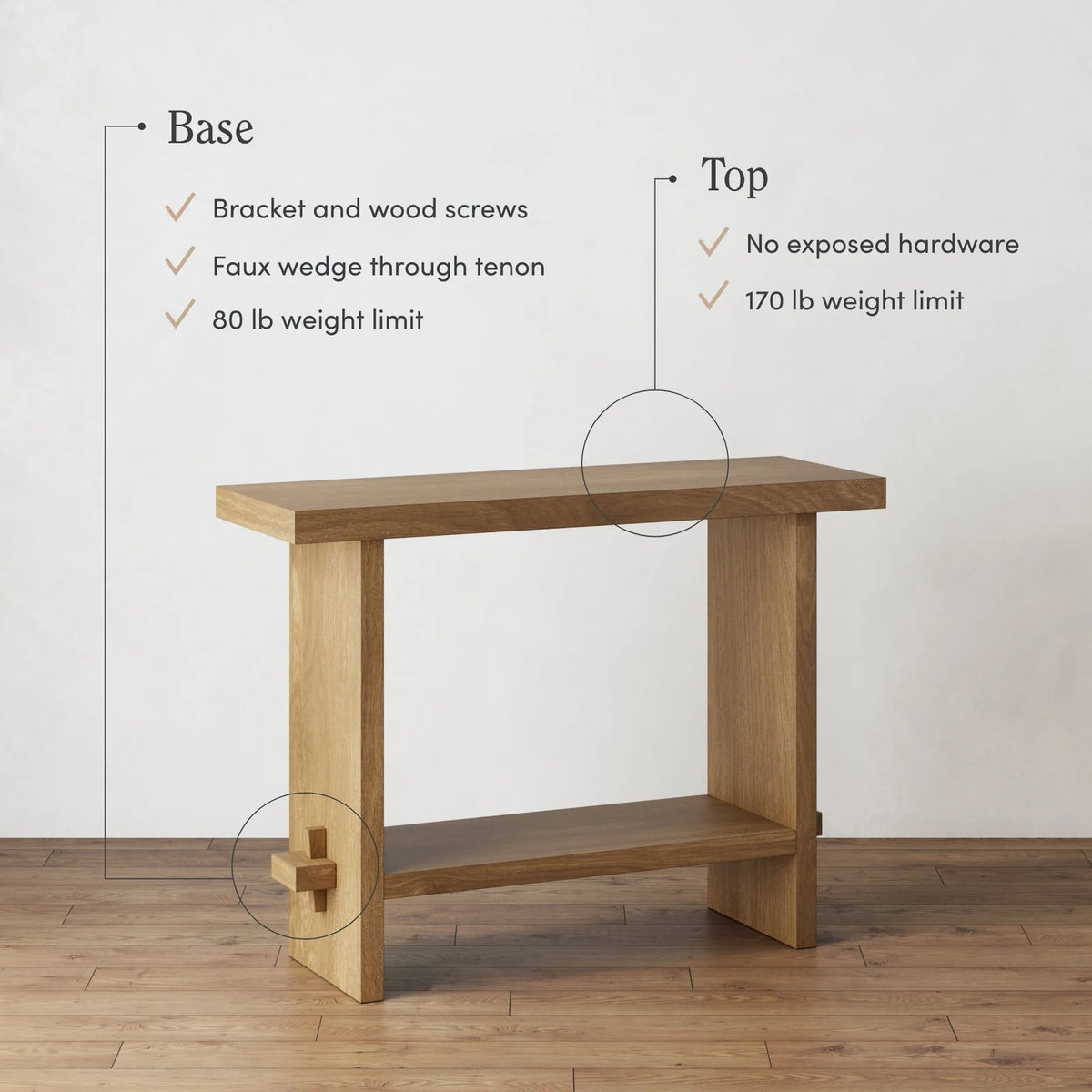 Console Table in Brushed Light Brown