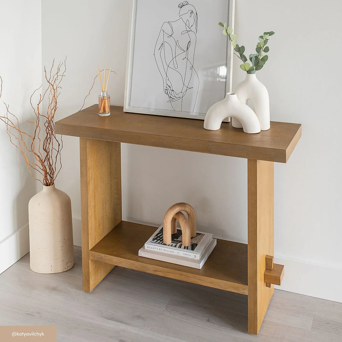 Console Table in Brushed Light Brown