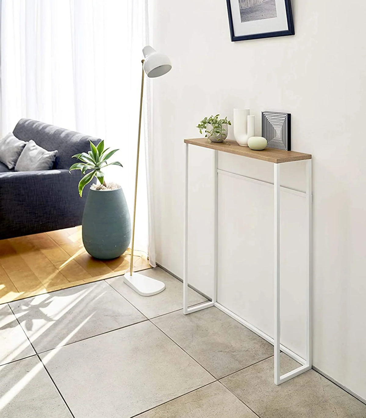 Console Table in Steel, 32 Inches High,