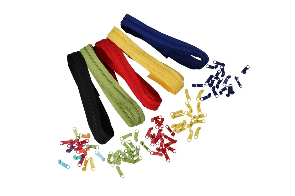Continuous Nylon Coil Zippers by the Yard, 4 Yards and 16 Extra-Large Pulls for Custom Bag Closures