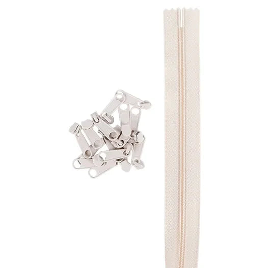 Continuous Nylon Coil Zippers by the Yard, 4 Yards and 16 Extra-Large Pulls for Custom Bag Closures