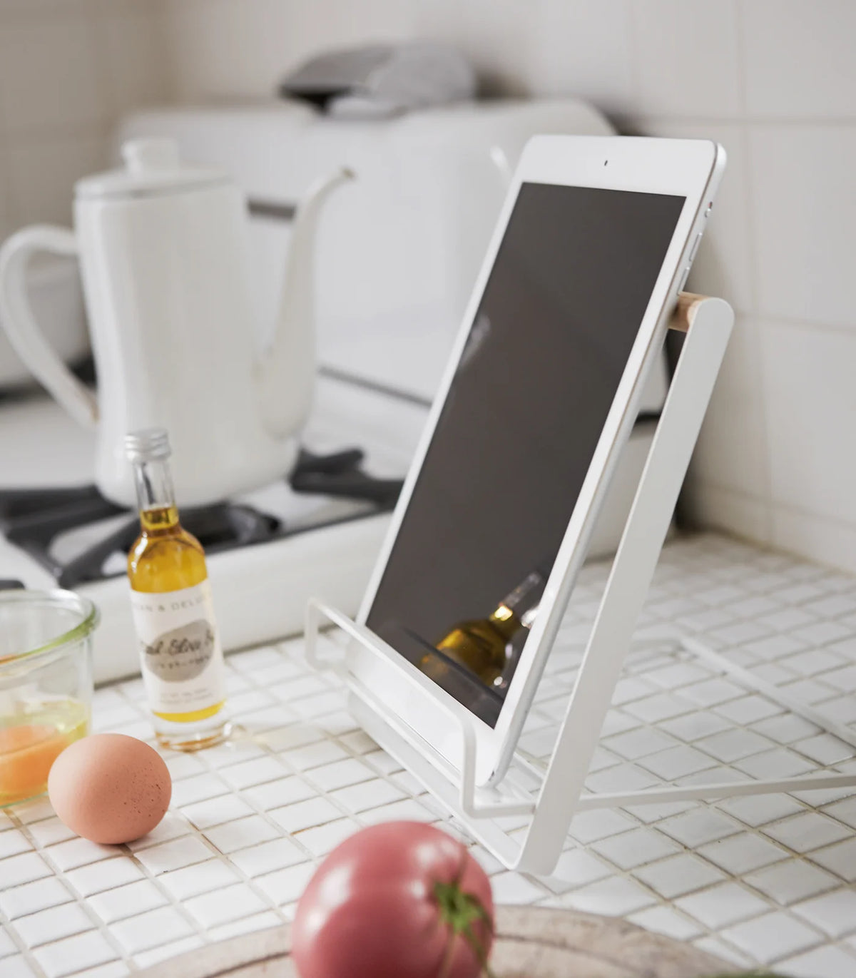 Cookbook and Tablet Stand in Steel and Wood