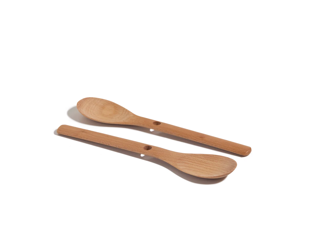 Cooking Spoons in Natural Beechwood, a Set of Two