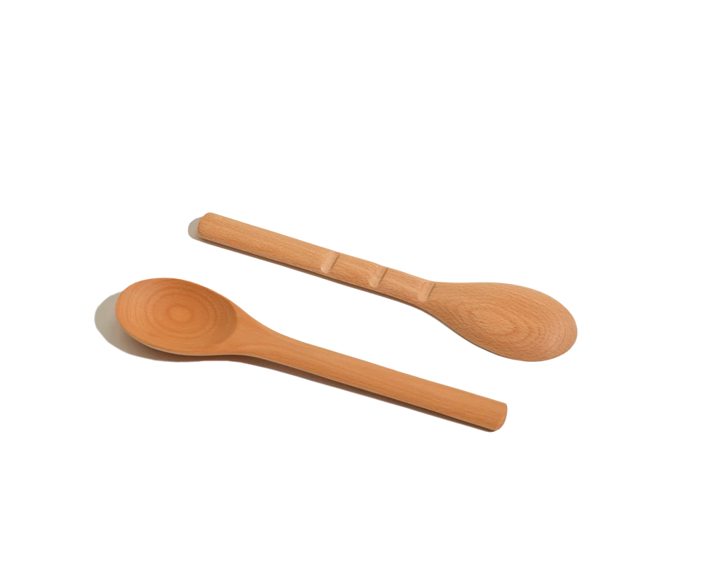 Cooking Spoons in Natural Beechwood, a Set of Two