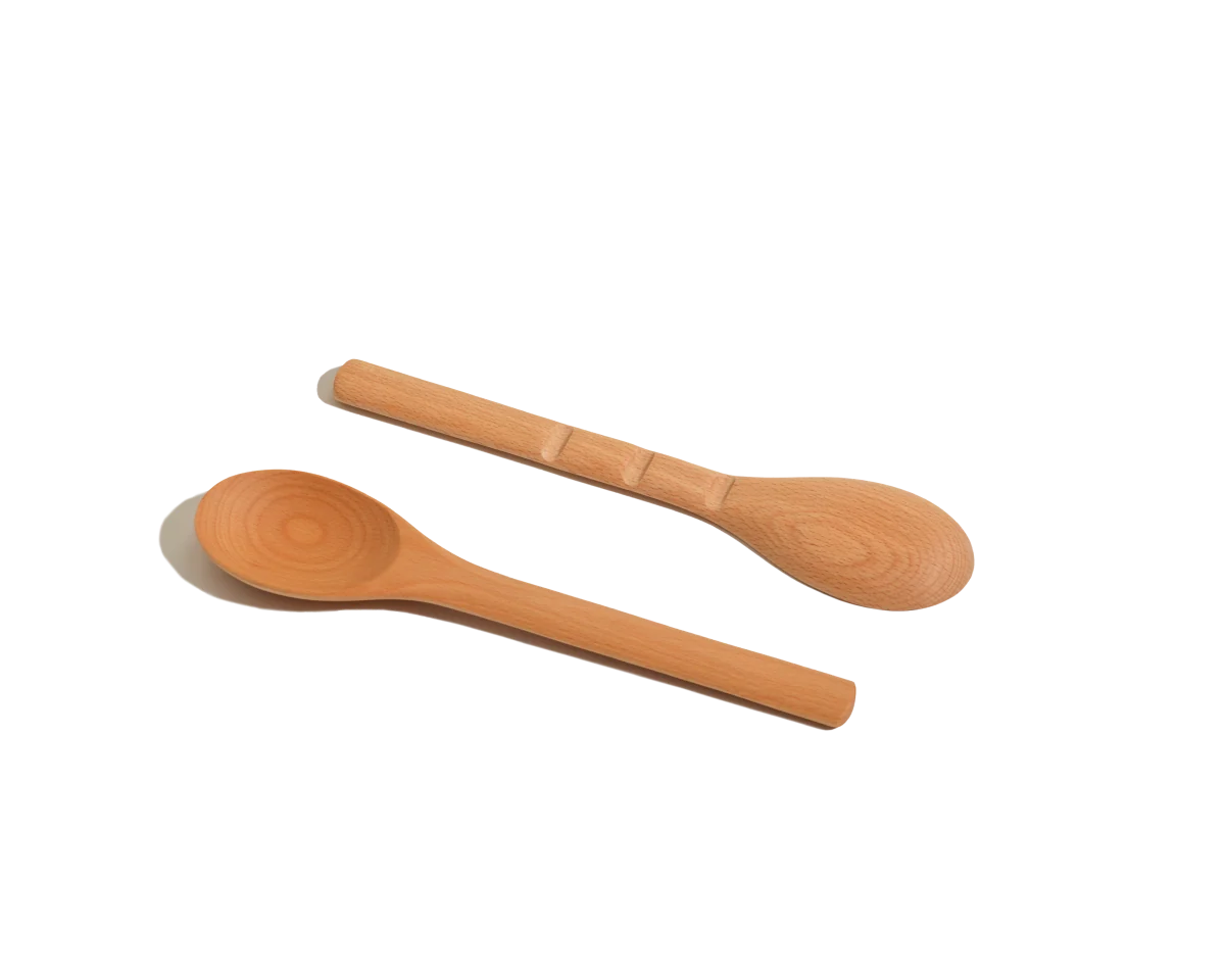 Cooking Spoons in Natural Beechwood, a Set of Two