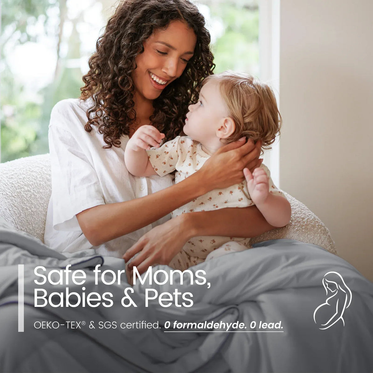 Cooling Comforter in Cool Grey for Hot Sleepers, Featuring Soft Breathable Fabric and Machine-Washable Care