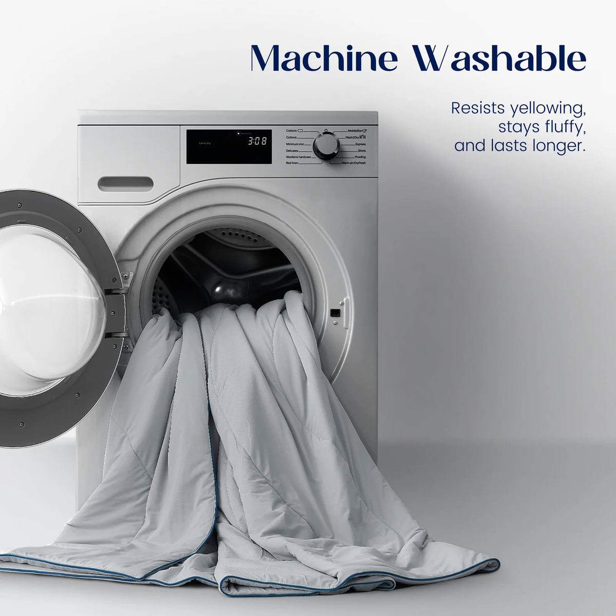 Cooling Comforter in Cool Grey for Hot Sleepers, Featuring Soft Breathable Fabric and Machine-Washable Care