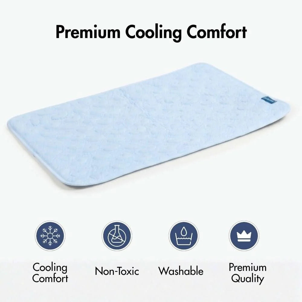 Cooling Dog Mat in Blue Hearts