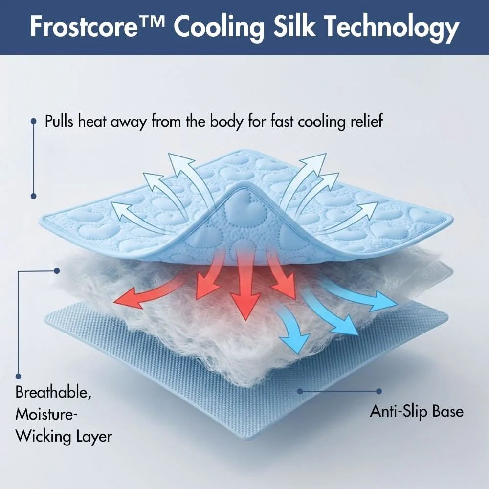 Cooling Dog Mat in Blue Hearts