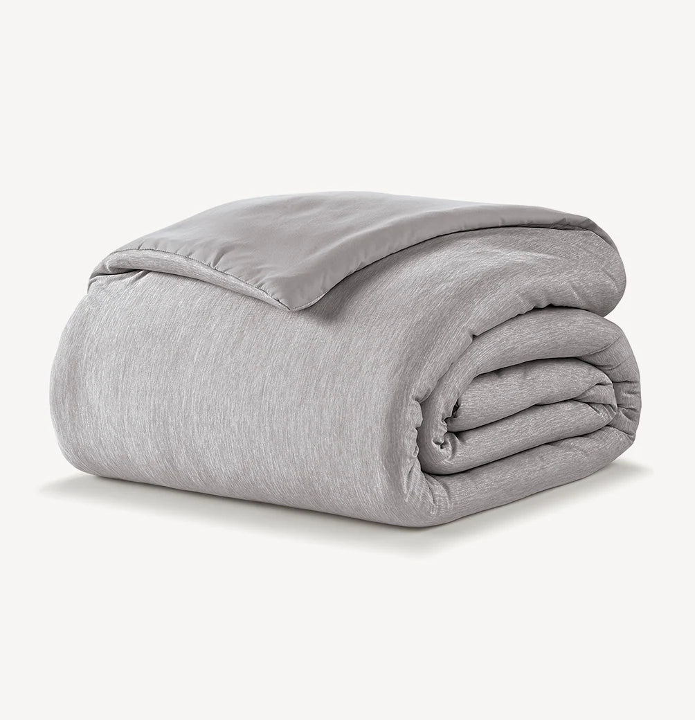 Cooling Jersey Comforter with Moisture-Controlled Knit Fabric, Machine-Washa — Twin / Light Gray / King/Cal King / Light Gray