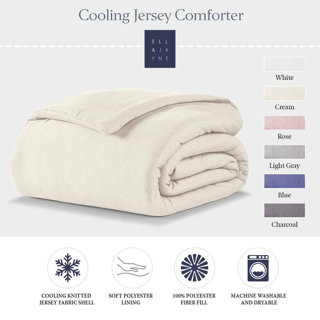 Cooling Jersey Comforter with Moisture-Controlled Knit Fabric, Machine-Washable Polyester Fill and Six Color Choices