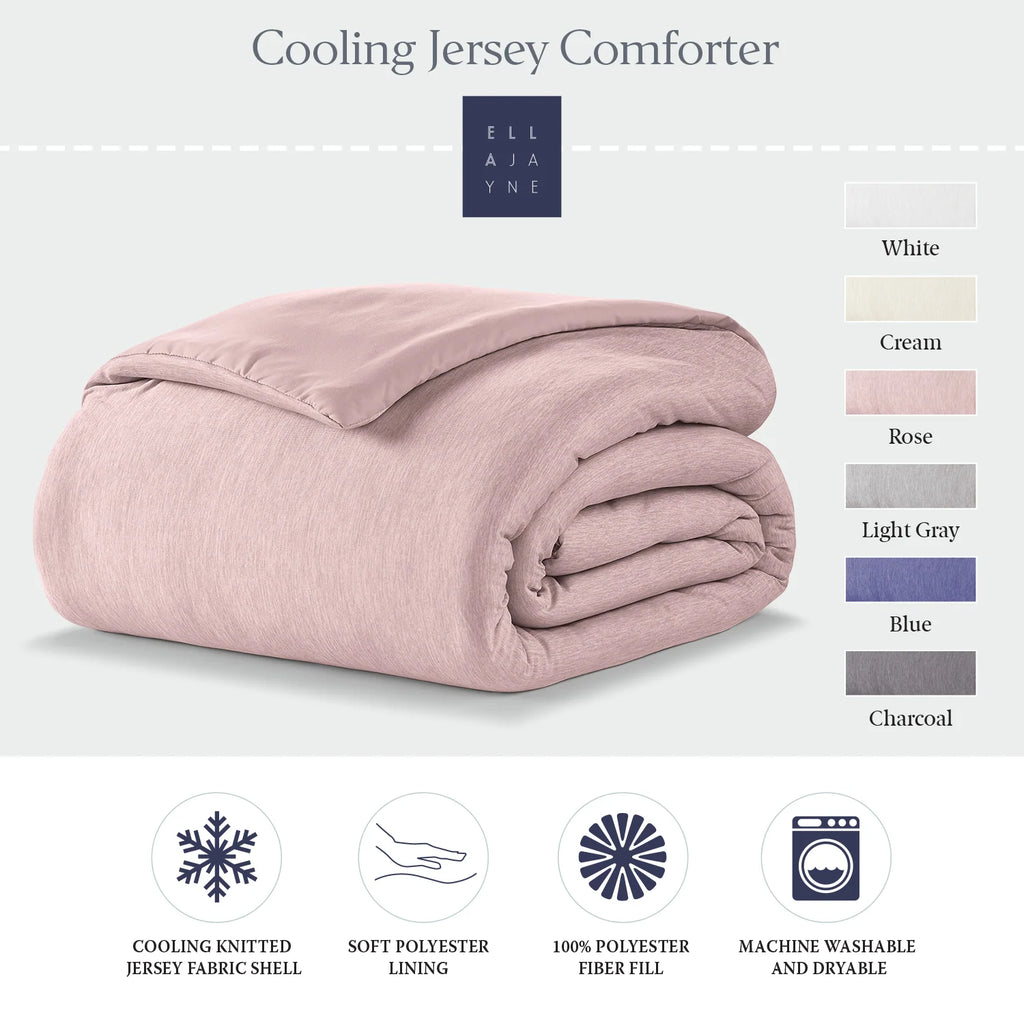Cooling Jersey Comforter with Moisture-Controlled Knit Fabric, Machine-Washable Polyester Fill and Six Color Choices