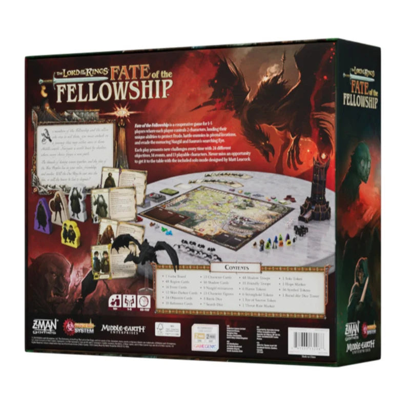 Cooperative Strategy Board Game for 1-5 Players Featuring Frodo's Journey and Changing Objectives