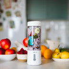 Cordless Rechargeable Personal Blender for Frozen Fruit and Ice with Drinkable Lid in White or Black