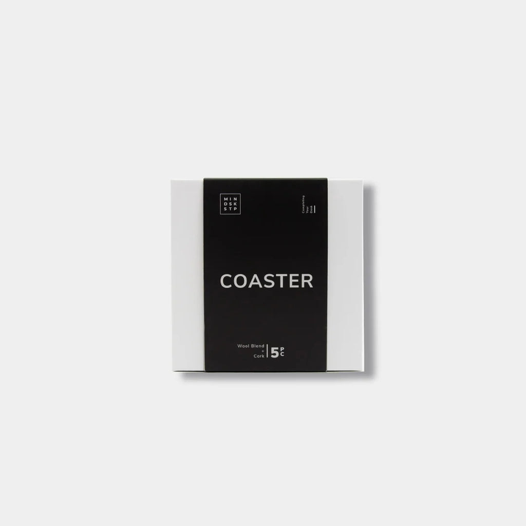 Cork Coaster Set for Desk and Drinks, 5-Piece Felt Drink Coasters in Dark Grey or Light Grey
