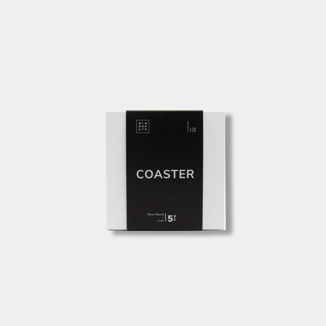 Cork Coaster Set for Desk and Drinks, 5-Piece Felt Drink Coasters in Dark Grey or Light Grey