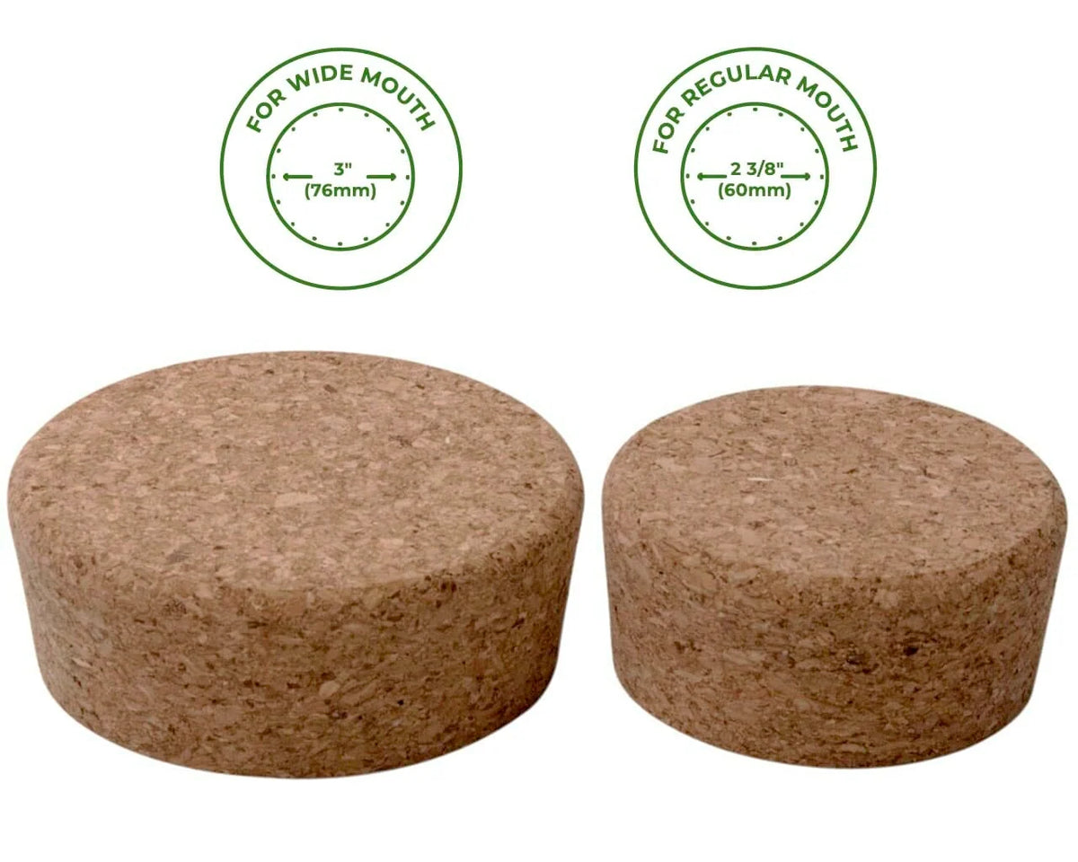 Cork Lids for Mason Jars, Food-Safe 4 Pack in Regular Mouth, Wide Mouth or Mixed Sizes, 28mm Thick