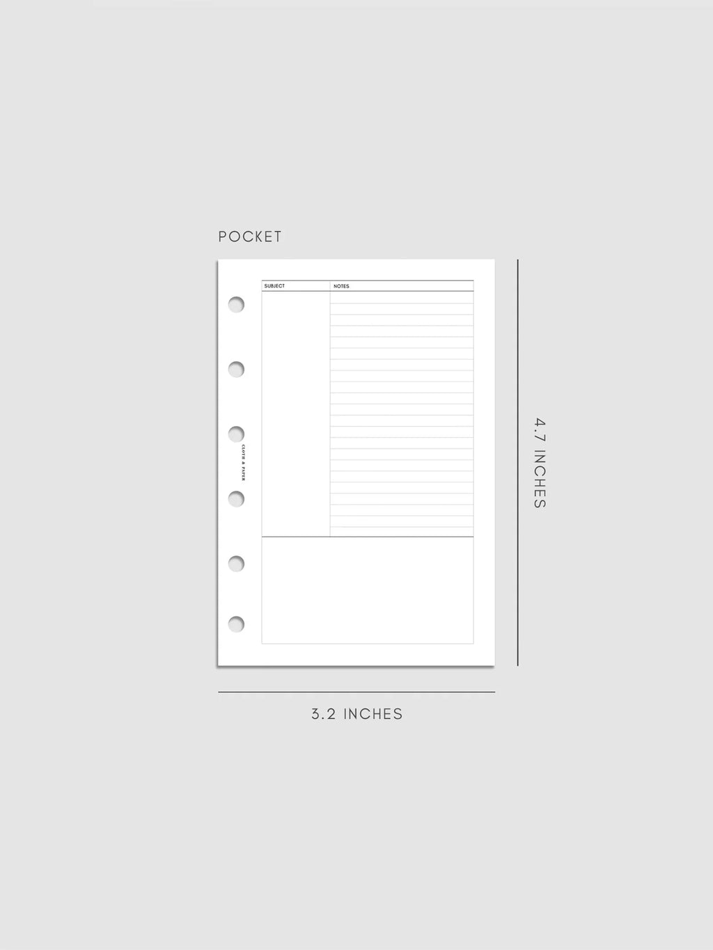 Cornell Note Planner Inserts, Pocket